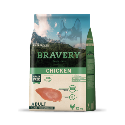 Bravery Chicken Adult Medium/Large Breeds 12 kg – Alimento para Perros Adultos