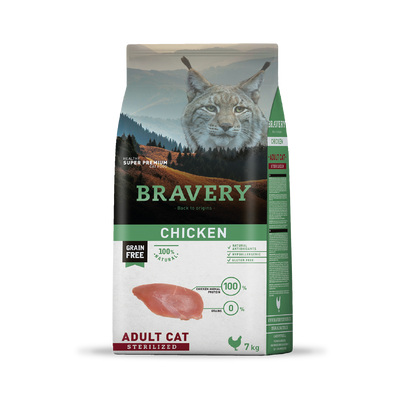 Bravery Chicken Sterilized Adult Cat 7 kg – Alimento para Gatos Esterilizados