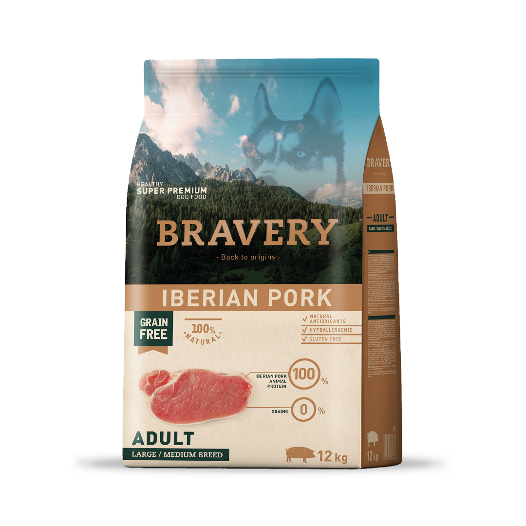 Bravery Iberian Pork Adult Medium/Large Breeds 12 kg – Alimento para Perros Adultos