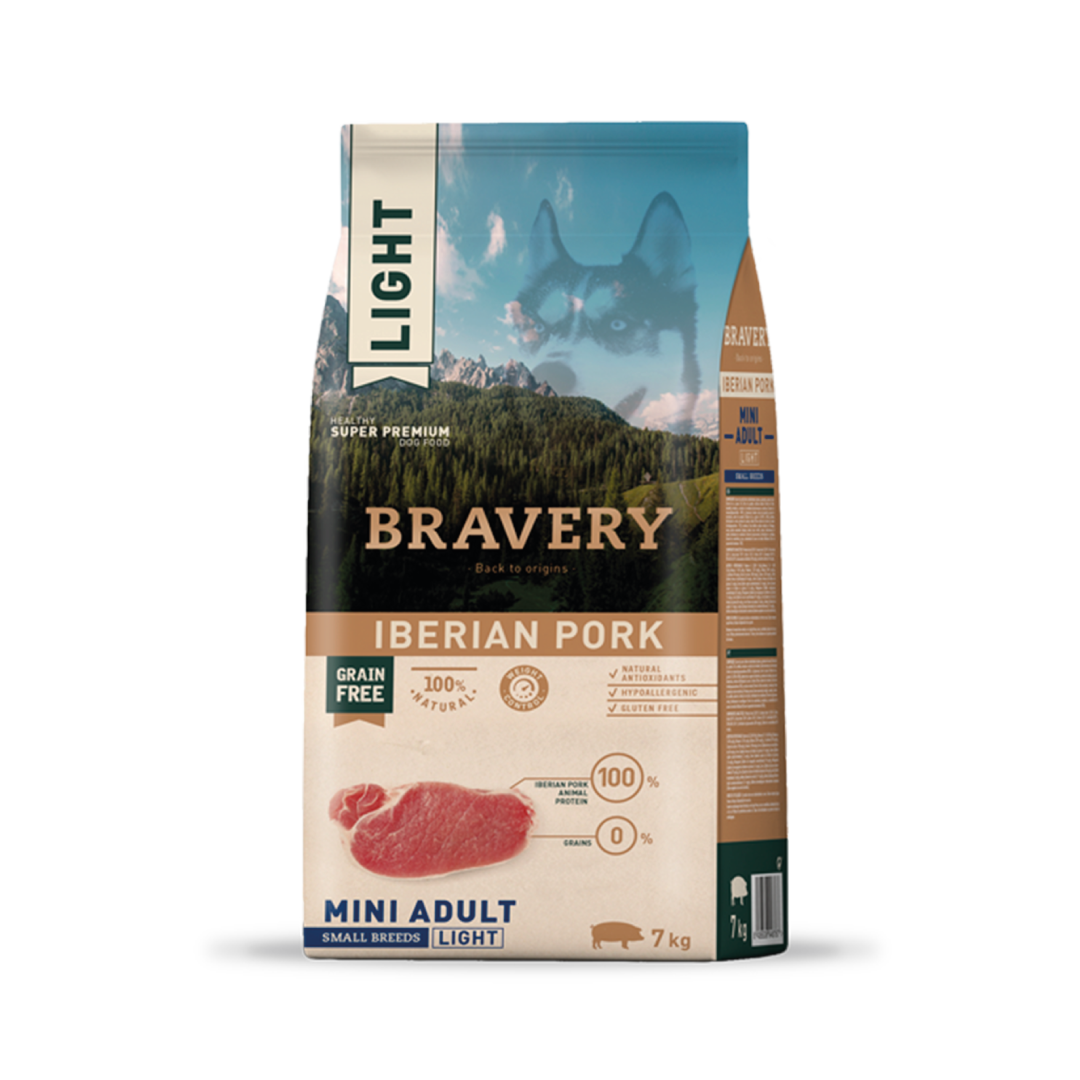 Bravery Light Iberian Pork Mini Adult 7 kg – Alimento Light para Perros Adultos