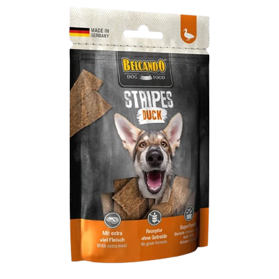 BELCANDO Stripes Pato 70 g – Snack Grain Free para Perros